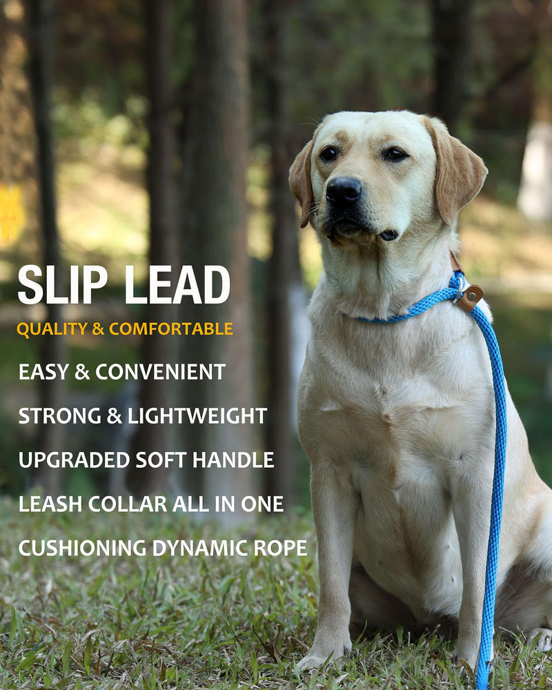 lynxking Dog Leash Slip Lead 5 6 8 FT Dog Training Leash Strong Heavy Duty Braided No Pull Training Lead Leashes for Small Medium Large Dogs Blue Slip Lead-Large 1/2in x 5ft - BeesActive Australia