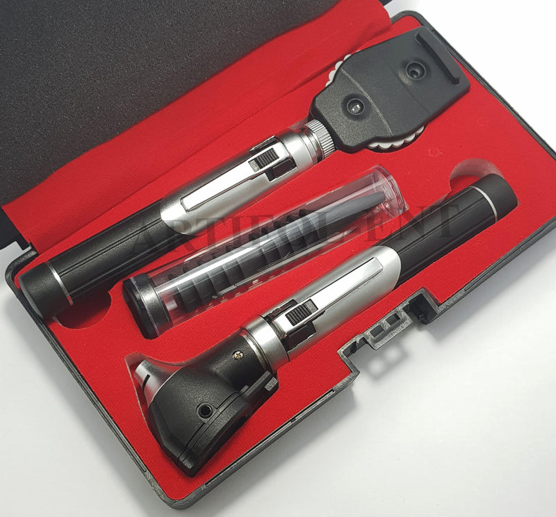 Student Home Use New Ent Otoscope Examination Kit Fiber Optic Diagnostic Set Black Color OS1015 - BeesActive Australia