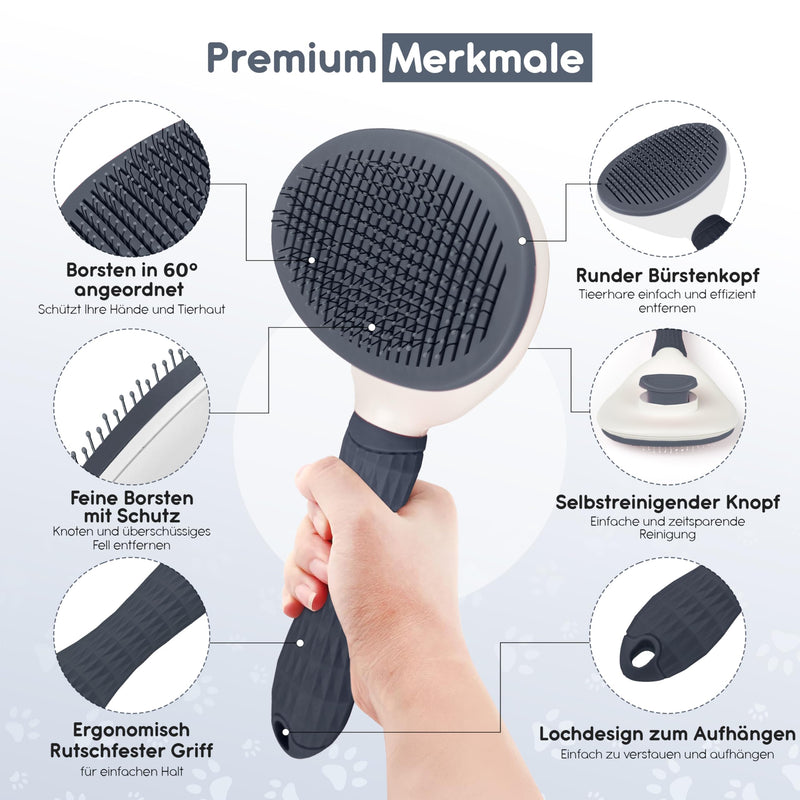 LINUMA® Pet Dog Brush Cat Brush, Pet Brushes, for Long Hair and Short Hair, Fur Brush Cat Hair Brush Grooming & Claw Care Cat Comb Dog Cat Bed Pet Hair Brush Brush (Grey) Grey - BeesActive Australia