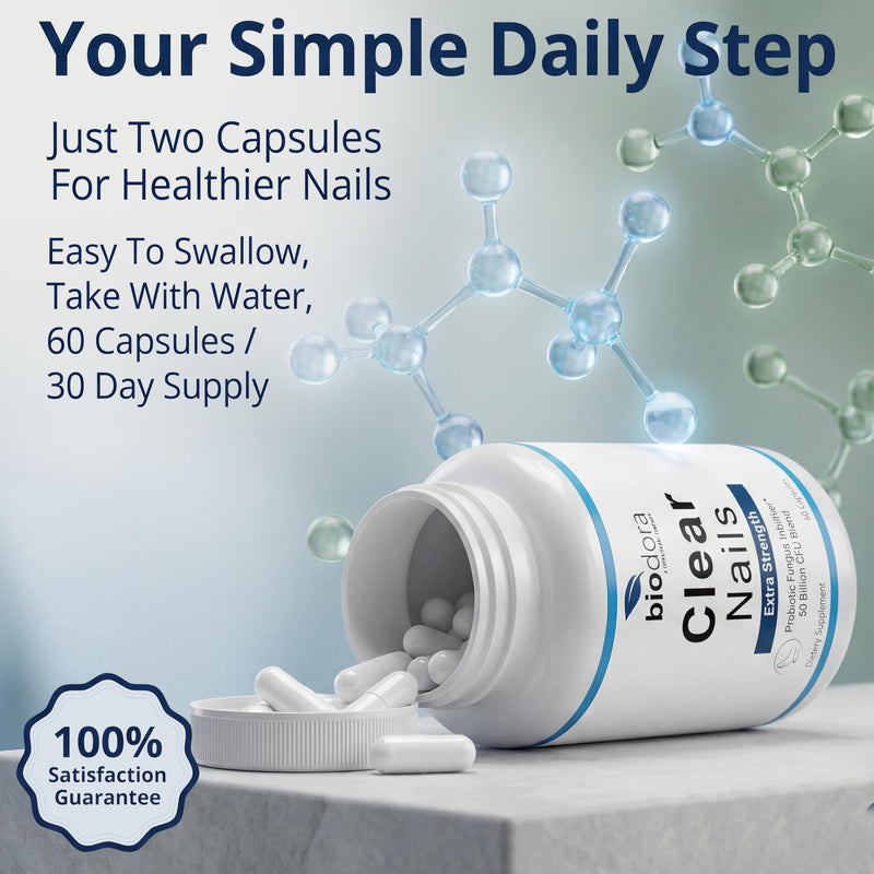 Oral Probiotic Antifungal Pills - Extra Strength Nail Fungus Eliminator | Toenail Fungal Inhibitor - Clear Nails Supplement | 50 Billion CFU (60 Capsules)
