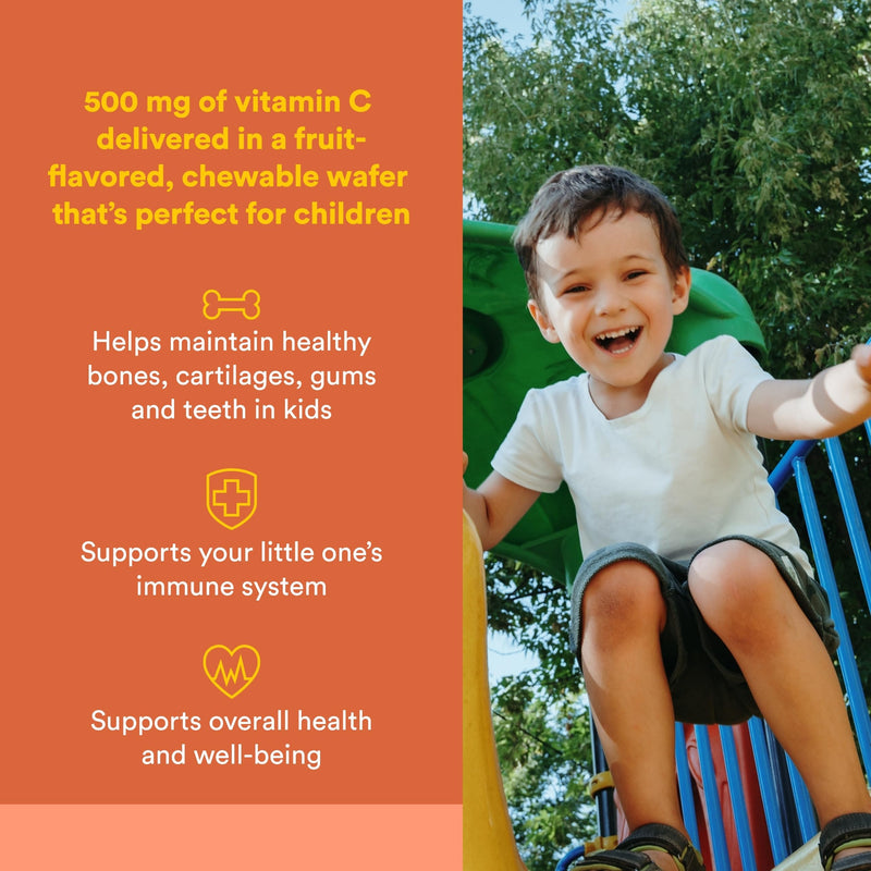 Natural Factors, Kids Chewable Vitamin C 500 mg, Supports Immune Health, Bones, Teeth and Gums, Tangy Orange, 180 Count (Pack of 1) 180 Count (Pack of 1)