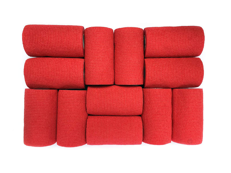 4" Red Vet Wrap Tape Bulk, 12 Pack Cohesive Bandage Wrap, Self Adherent Grip Rolls … 4 Inch - BeesActive Australia