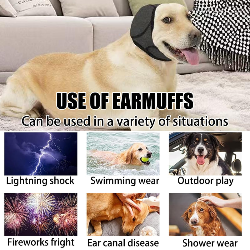 Dog Ear Defenders, Adjustable Dog Calming Ear Wrap, Noise-Muffling Ear Cover for Medium Dogs, Anxiety Relief During Bath, Grooming, Thunder & Fireworks, M