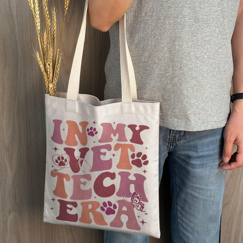 MAOFAED Veterinary Tech Gift Veterinarian Gift In My Vet Tech Era Canvas Tote Bag For Shopping Office Travel Vet Med Gift - BeesActive Australia