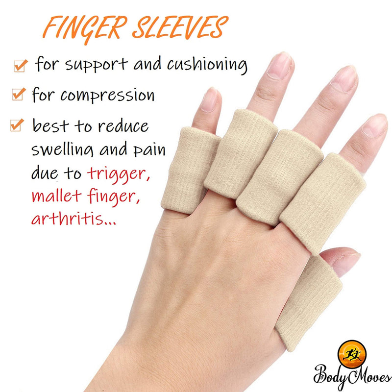 BodyMoves 2 Finger Splints plus 2 sleeves (4 pc set, Desert Sand) 4 Count (Pack of 1) - BeesActive Australia
