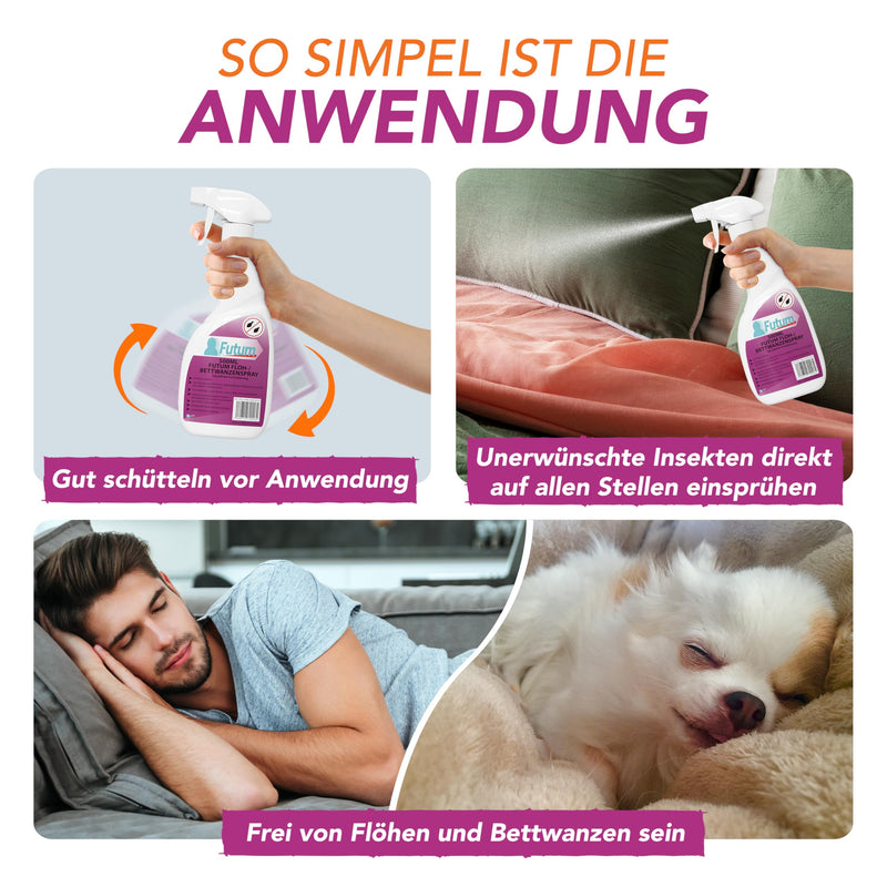 NEW Biocide-free flea treatment for dogs 500ml - Flea and bed bug repellent - Effective remedy for fleas in the house - Flee spray & flea spray for cats - Bed bug repellent solution from FUTUM - BeesActive Australia