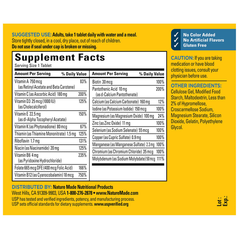 Nature Made Multivitamin for Him, Mens Multivitamin, 90 Tablets | Mens Multivitamins with No Iron for Daily Nutritional Support, Nature Made Multi Mens Vitamins & Minerals, 90 Day Supply 90 Count (Pack of 1)