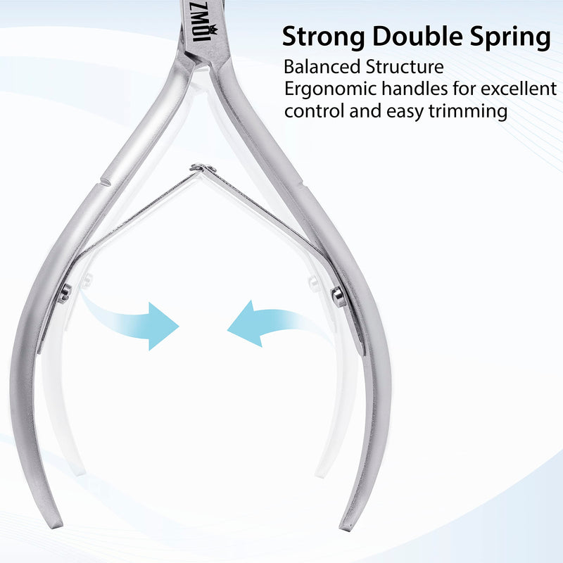 Cuticle Nippers – Professional Cuticle trimmer – Premium Stainless Steel Cuticle Remover Tool – Cuticle Cutter for Cuticle Trimming and Hangnails (Double Spring - Haft Jaw 5mm) Double Spring - Haft Jaw 5mm - BeesActive Australia