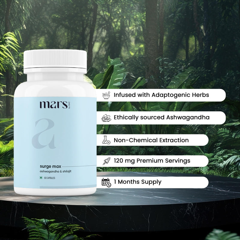 mars by GHC Surgemax Natural Capsules with Shilajit & Safed Musli | Supports Energy, Strength & Immunity | for Active Lifestyle | 120 Capsules | Pack of 2 60 Count (Pack of 2)
