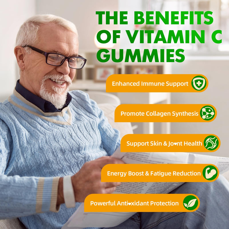 softbear Liposomal Vitamin C Gummies for Adults & Kids 1000mg, Chewable Vitamin C Supplement for Immune Support, Vegan/Organic/Sugar Free VIT C Gummies, Strawberry Flavor 60 Count 60 Count (Pack of 1)