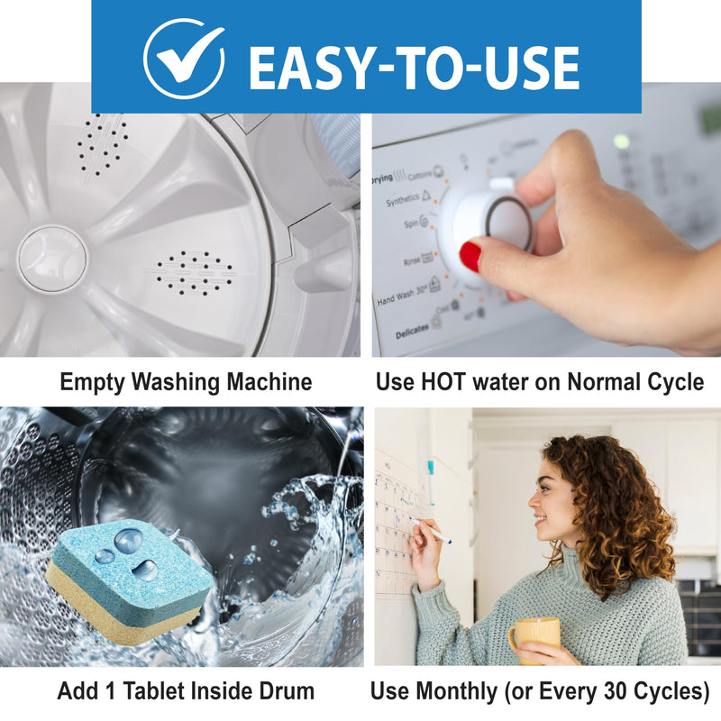 SANI 360° Washing Machine Cleaner, 12 Month Supply is Formulated with Enzyme, Deep Cleans and Deodorizes Front and Top Loading Washers 12 Count (Pack of 1) - BeesActive Australia