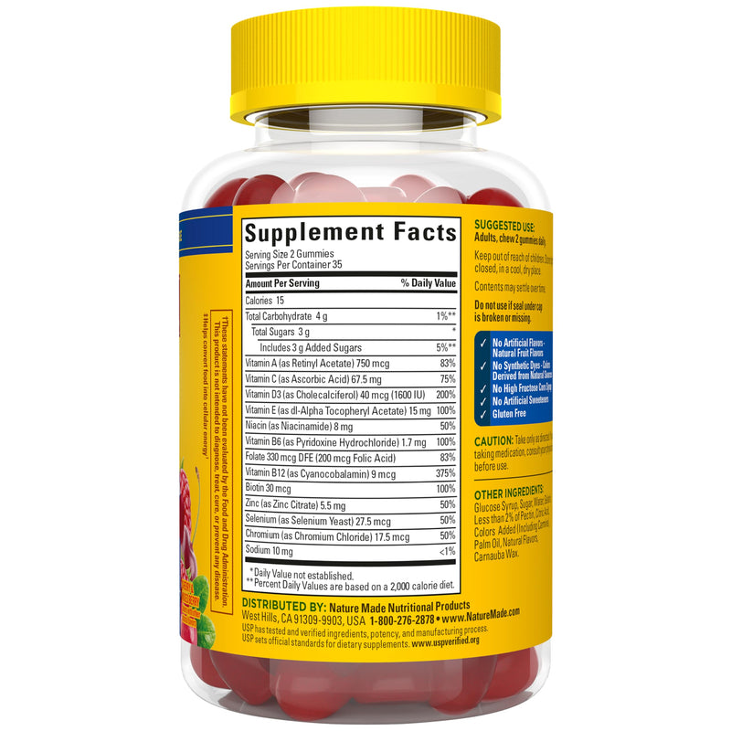 Nature Made Multi for Men, Mens Multivitamins Gummies, 70 Count | Gummy Vitamins and Minerals for Energy Metabolism Support, Multivitamin for Men, Cherry & Mixed Berry Flavors, 35 Day Supply Cherry and Mixed Berry 70 Count (Pack of 1)