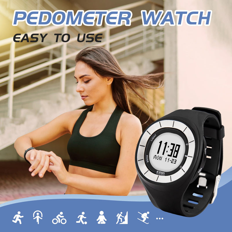 EZON Pedometer Watch T028, Waterproof Step Counter Watch with Calories & Stopwatch, EL Backlight, Non-Bluetooth Pedometer for Walking and Daily Exercise - BeesActive Australia