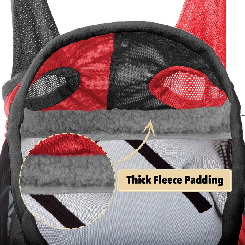 Harrison Howard Pro Luminous Horse Fly Mask Standard with Ears UV Protection for Horse Scarlet Red/Black Large Full Size Full (Large) - BeesActive Australia