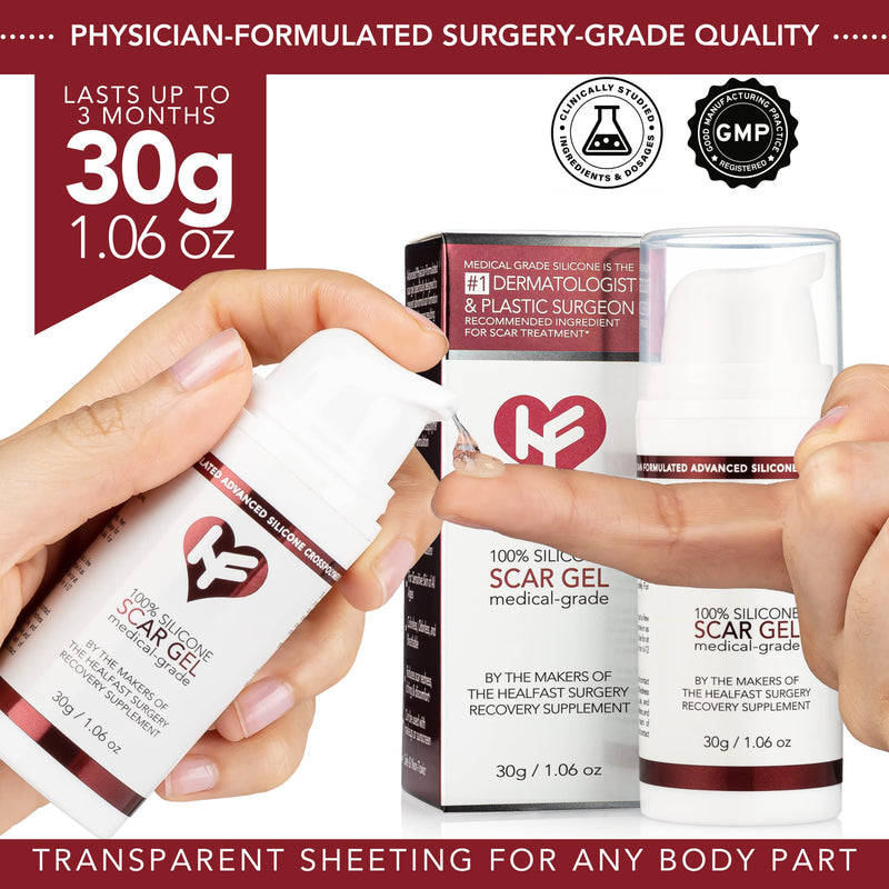 HealFast Silicone Scar Gel & Cream for Surgical Scars - Medical Grade Scar Treatment & Removal for Keloid, Acne, Burns, C Section, Stretch Marks - Physician Formulated Advanced Silicone Gel for Scars - BeesActive Australia