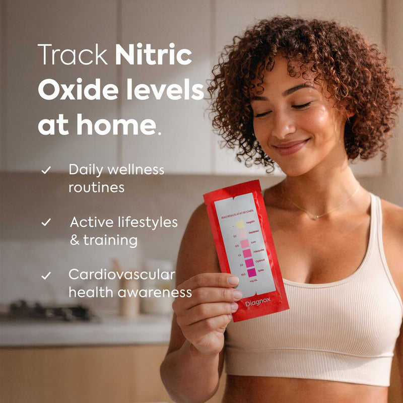 Diagnox Nitric Oxide Test Strips – Individually Packed Saliva Test - Nitric Oxide Indicator Strips for Wellness, Cardiovascular Health, Vitality, Performance & Men’s Health – 30 Tests 1 Count (Pack of 30) - BeesActive Australia