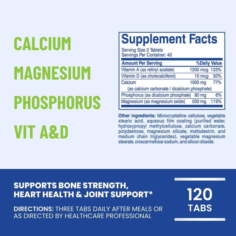 OsteoVit 5-in-1 Calcium 120 tabs Multivitamin: Bone Strength & Flexibility | Calcium, Magnesium, Phosphorus, Vitamin D3 & A - Non-GMO Gluten Free | Calcium Supplement for Women & Men with Vitamin D