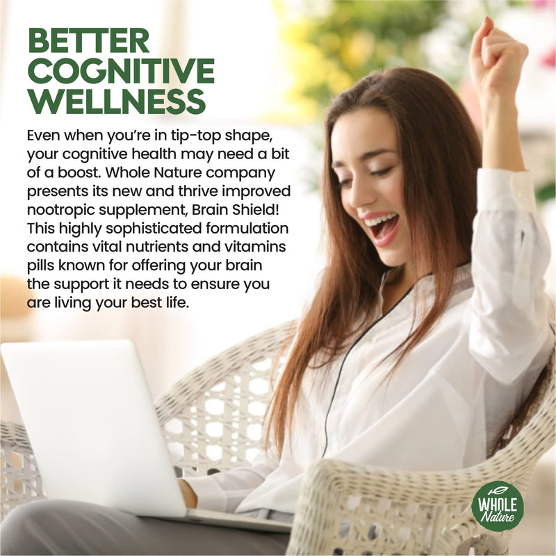 Brain Booster Nootropics - Brain Shield with Ginkgo Biloba, Alpha GPC and Bacopa Monnieri, Vitamin B12, B3 - Support Focus, Memory & Clarity, Energy & Stress Relief. (1)