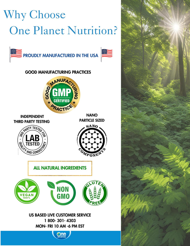 One Planet Nutrition Nano Vitamin C 250 mg Veggie Capsules (240 Servings), Ascorbic Acid from Lime Extract, Nano for Enhanced Absorption, Supports Collagen Production & Immune Health, Non-GMO, Vegan