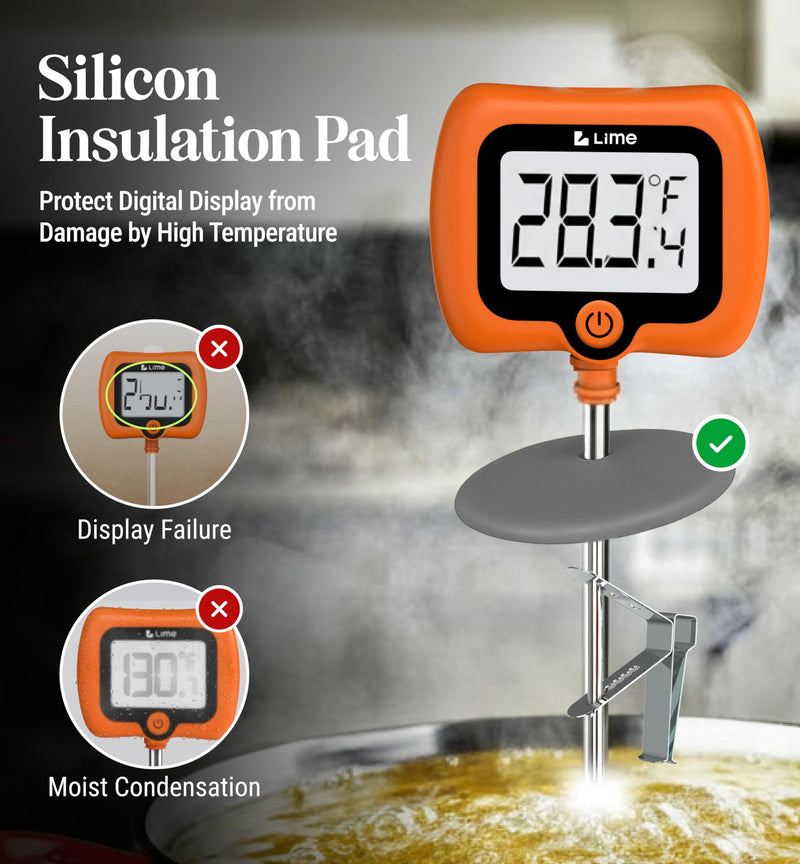 Digital Candy Thermometer with Pot Clip, 10" Long Stainless Steel Probe, Instant Read Kitchen Thermometer for Cooking, Baking, and Candy Making Orange - BeesActive Australia