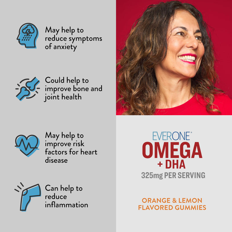 Ever One Omega Fish Oil Gummies for Adults & Teens with DHA, Omega 3, 6, 9 | Support Brain and Cardiovascular Health Supplement - Vegan, Gelatin Free, GMO Free - Orange & Lemon Flavored