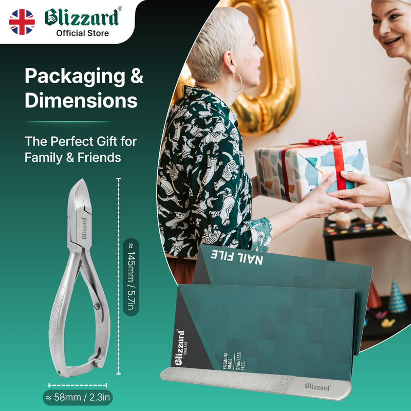 Nail Clippers for Men with Thick or Ingrown Toenails – Blizzard Podiatrist Toenail Clipper Set German Forged – 5.5 inch Heavy Duty Nail Cutter – Concave Head Chequered Handles - Hospital Grade 14cm - Concave Head - Chequered Handles