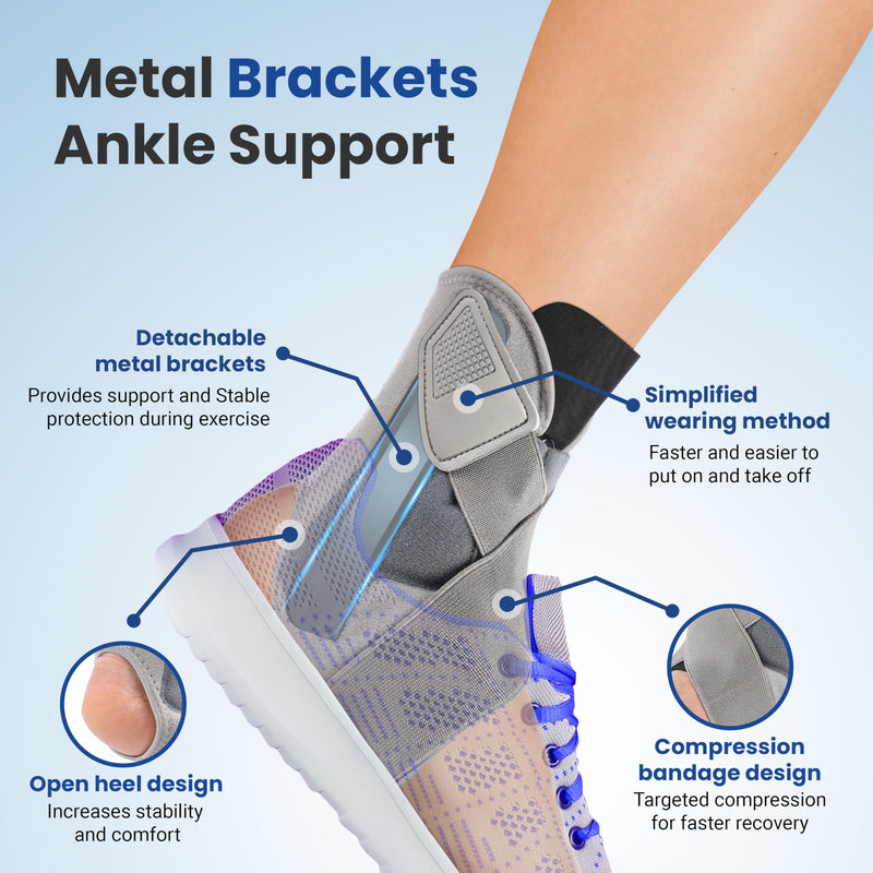 Ankle Brace for Women Men, Ankle Support Brace for Injury Recovery, Sprain, Achilles, Tendon, Ankle Support for Women Men with Adjustable Wrap, Ankle Stabilizer for Sports Gray