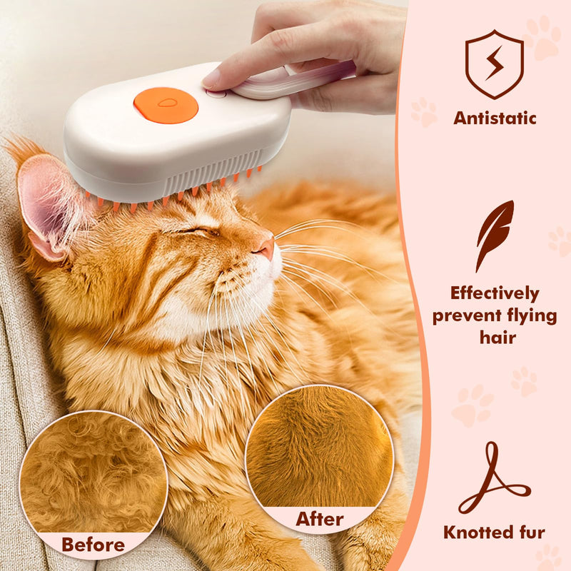Cloud Care Cat Brush, Cat Steam Brush for Shedding, 3-In-1 Self-Cleaning Pet Steam Brush With 360° Rotating Arm for Long and Short Hair Cats and Dogs Grooming Supplies - BeesActive Australia