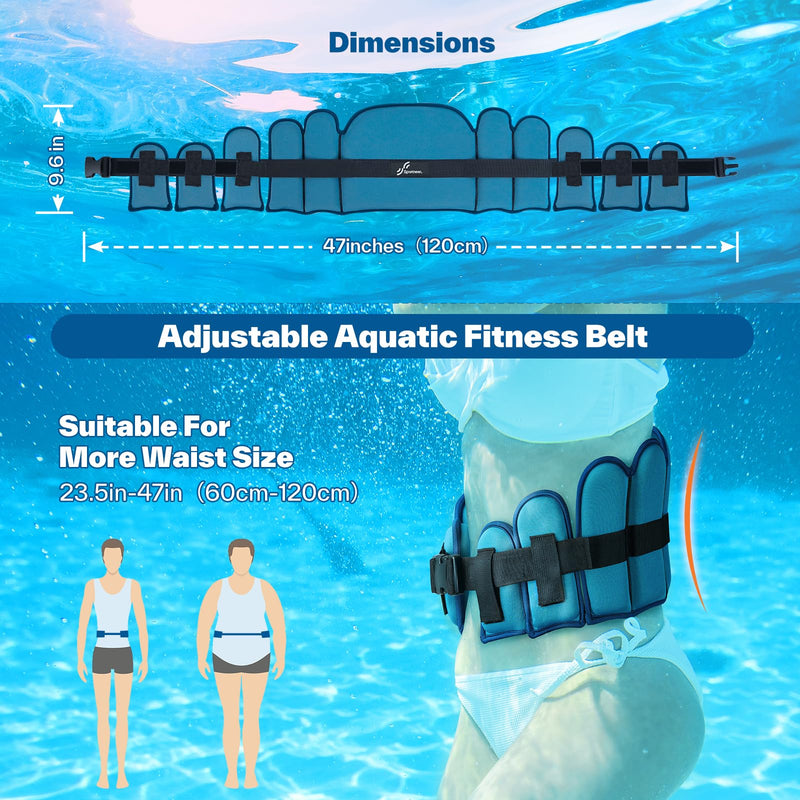 Sportneer Aqua Belt Water Aerobics Equipment: Swimming Belt Pool Exercise Equipment for Adults Aqua Float Belts with Adjustable Foam Blocks for Aquatic Fitness Training Low-Impact Workout Dark Blue Large