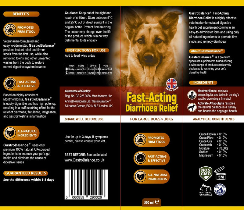 fast-acting diarrhoea relief for dogs – Natural dog diarrhea treatment with immediate results (for large dogs > 10 kg) for large dogs > 10 kg