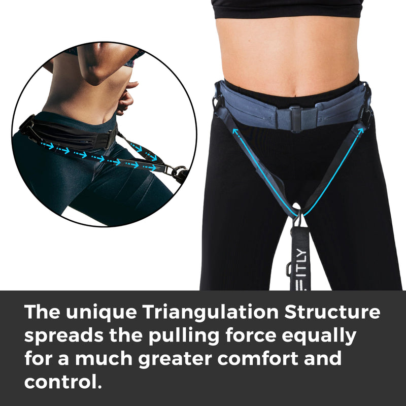 Dog Running Waist Belt - Running Dog Lead - Canicross Harness Carry Personal Items Running, Walks, Hikes - Waist Leads for Dogs with Belt Pouch, Converts into Canicrossing Line - Nifty Black - BeesActive Australia