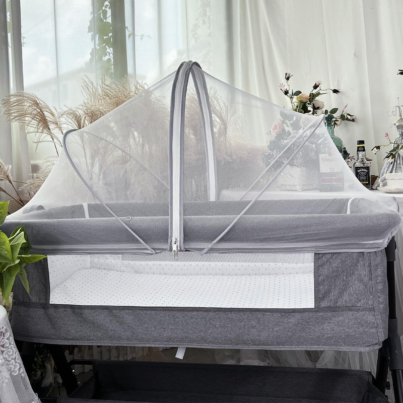 Bassinet Cover Mosquito Net for Babies to Keep Insects/Bugs/Cats Out, Toddler Bassinet/Bedside Sleeper/Crib Net with Two-Way Zippers & Storage Bag, Breathable Mesh Holes, White - BeesActive Australia