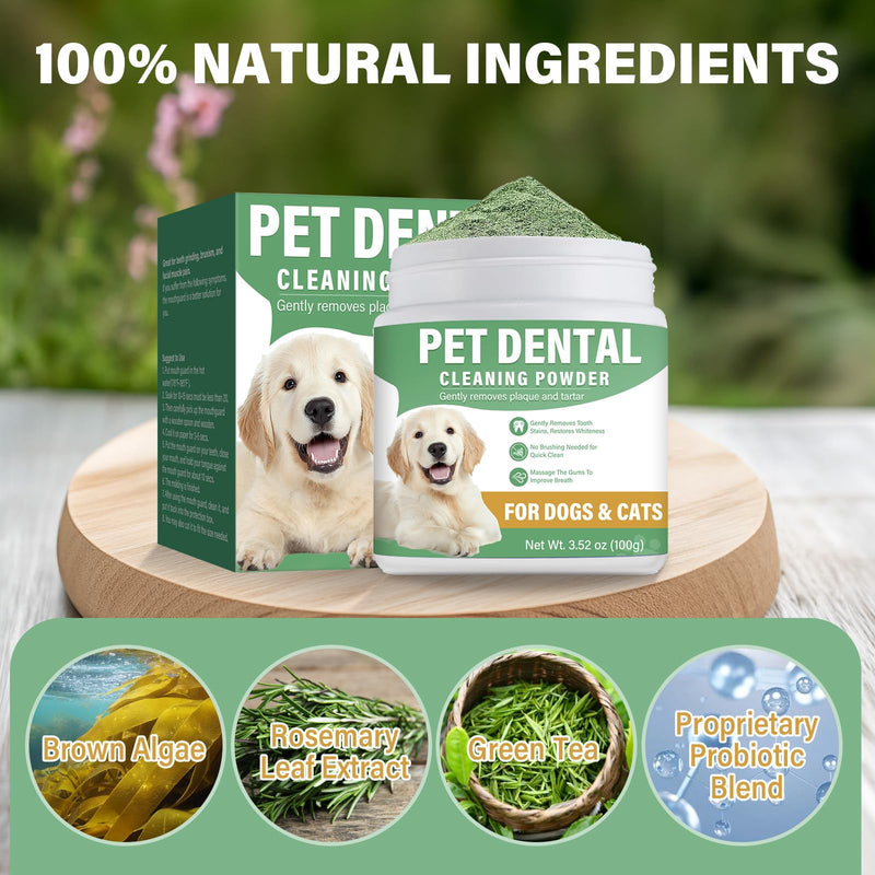 Dog Teeth Cleaning Powder, Dog Dental Powder, Dog Tooth Powder for Removing Plaque, Tartar, and Bad Breath, Dental Powder for Dogs, No Needed Brushing for Small, Medium, Large Dogs - BeesActive Australia