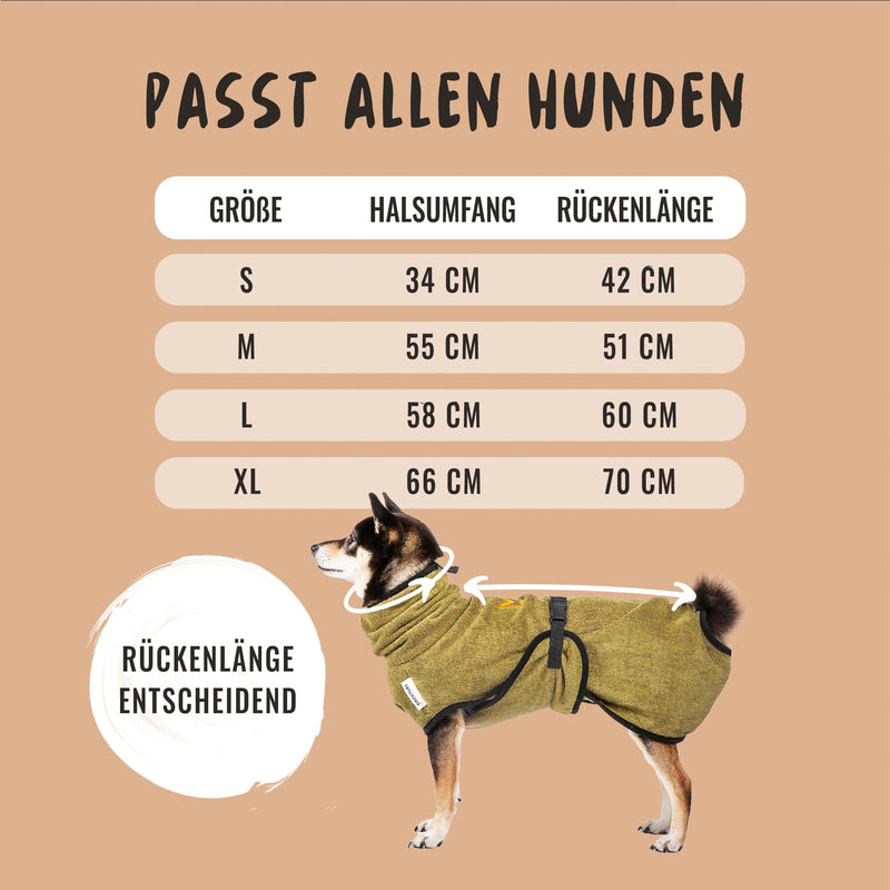 Rudelkönig dog bathrobe made of 100% cotton - absorbent dog bathrobe XL - cuddly dog bathrobe for large dogs khaki - BeesActive Australia