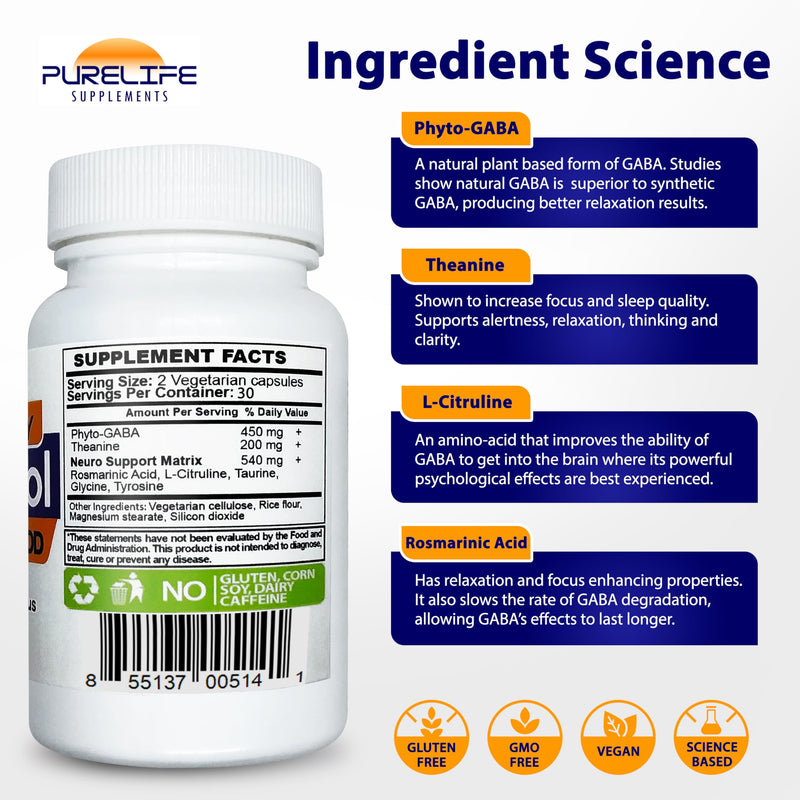 Gabatrol Daily – Plant Based GABA Supplement. Vegetarian and Vegan Friendly (60 Veggie Caps) 60 Count (Pack of 1)