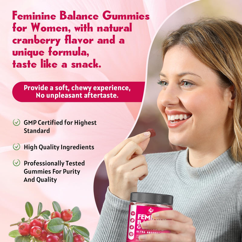 Feminine Balance Gummies for Women Sugar Free - Vaginal Health, Antioxidant, Digestive Health, PH Balance Support, Vaginal Probiotics for Women Gummies - Max Absorption, 60 Gummies (1 Pack) 60 Count (Pack of 1)