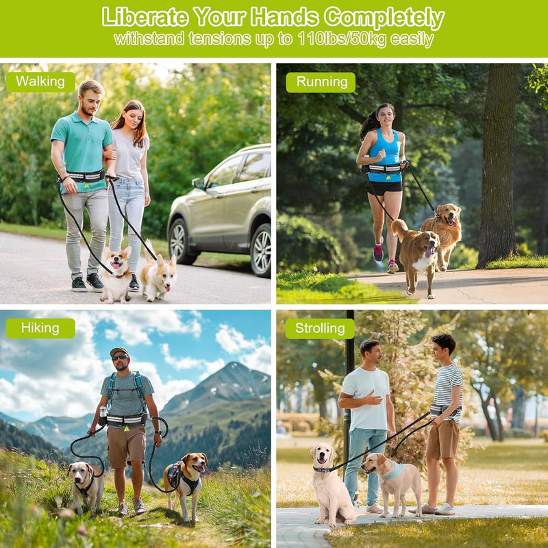 GoFortunePet Hand Free Dog Leash for Medium and Large Dog - Enjoy Pull Free Walks– Expandable Pouch Belt with Adjustable Leash Length for Hiking and Running – Heavy Duty and Reflective Safety Blue - BeesActive Australia