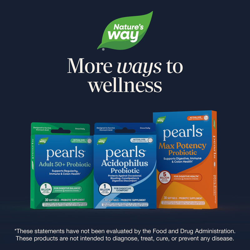 Nature's Way Pearls Complete Probiotic Softgels, 1 Billion CFU, 30 ct | 6 Probiotic Strains for Digestive Balance & Colon Health*, 1 Billion CFU, No Refrigeration Required, For Men and Women 30 Count (Pack of 1)