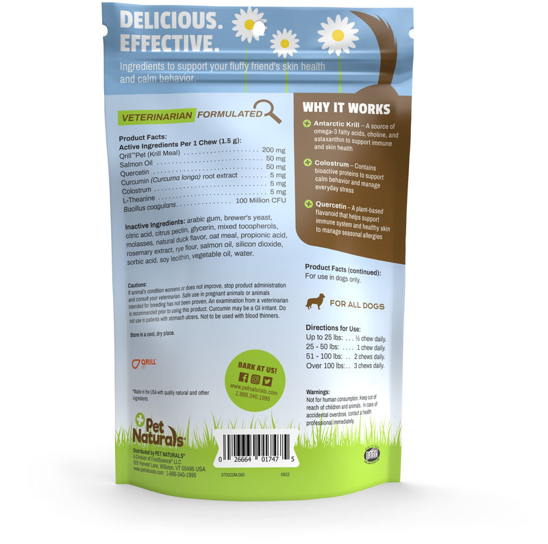 Pet Naturals Allergy Plus Calming Supplement for Dogs, Soft Chew, Duck Flavor, 60 Ct. - PawsPlanet Australia