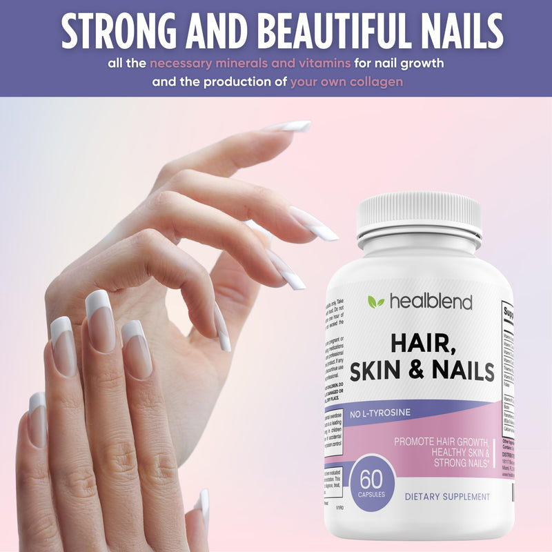 healblend Hair Skin and Nails Vitamins for Women with Biotin 5000 mcg, Iron and Manganese | Vegan, Non-GMO | 60 Capsules 1