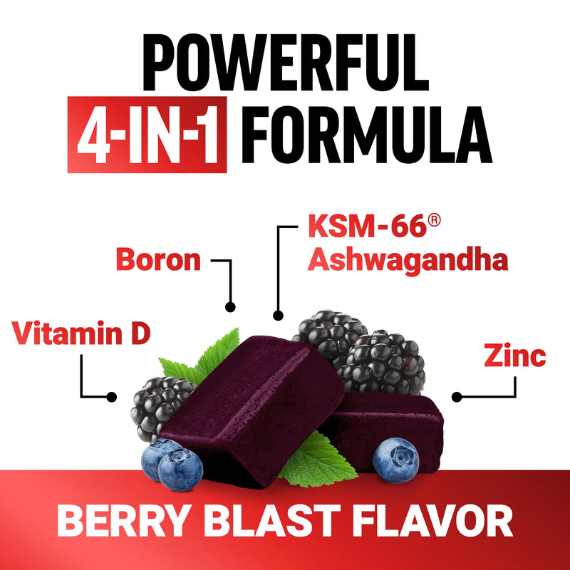 Force Factor Test X180 Testosterone Booster for Men, 60 Soft Chews | with Clinically Studied KSM-66 Ashwagandha, Boron, Vitamin D & Zinc, Support Testosterone & Performance, Berry Blast
