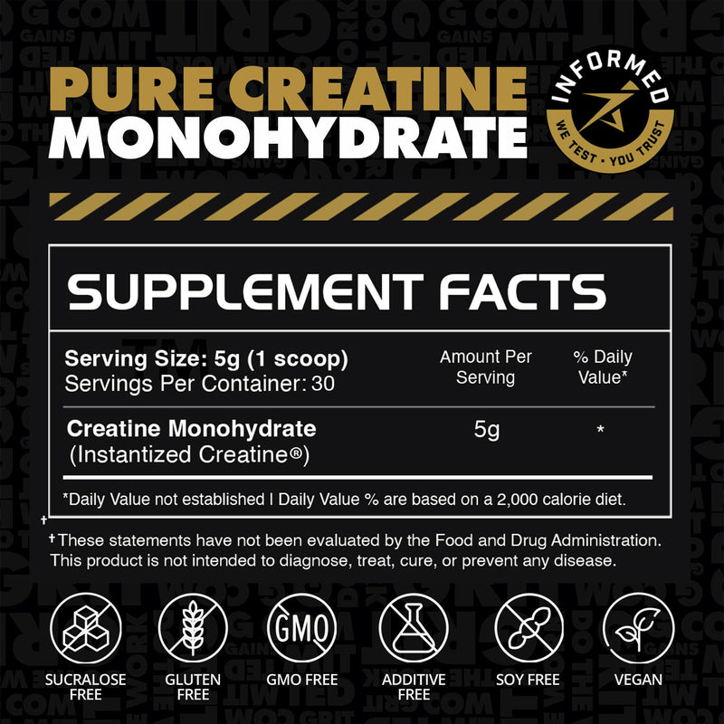 Gains in Bulk Instantized Creatine Monohydrate for Women and Men, Soluble Creatine Powder, Supports Muscle Building, Strength and Performance, Bodybuilding Supplements, Unflavored, 30 Servings 5.29 Ounce (Pack of 1)