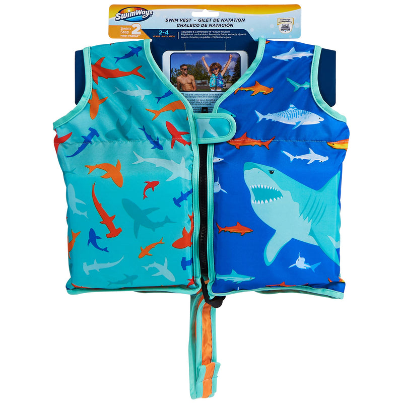 SwimWays Swim Vest, Learn to Swim Personal Flotation Device for Swim Training, Pool Floats & Swimming Pool Accessories for Kids 2-4 Years, Shark - BeesActive Australia