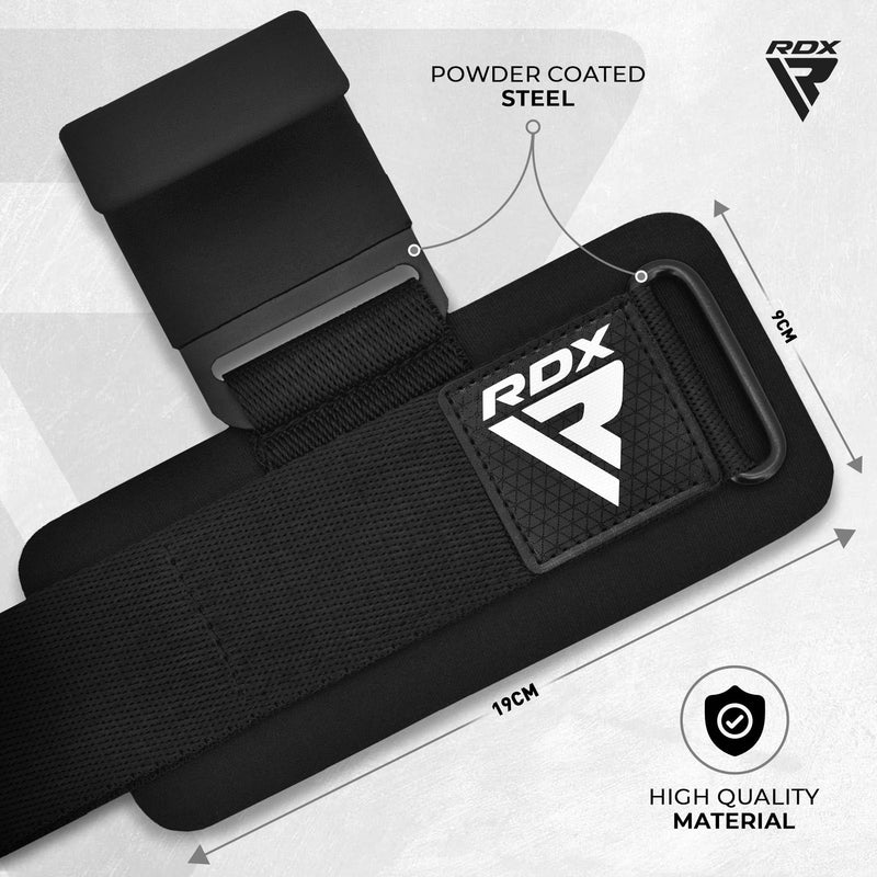 RDX Weight Lifting Hooks for Deadlifting (Pair) - 600Lbs Capacity - 8MM Neoprene Wrist Support Wraps - Grip Enhancer for Pull Ups Lat Pulldowns Rows - Adjustable Gym Workout Power Straps for Men Women Black