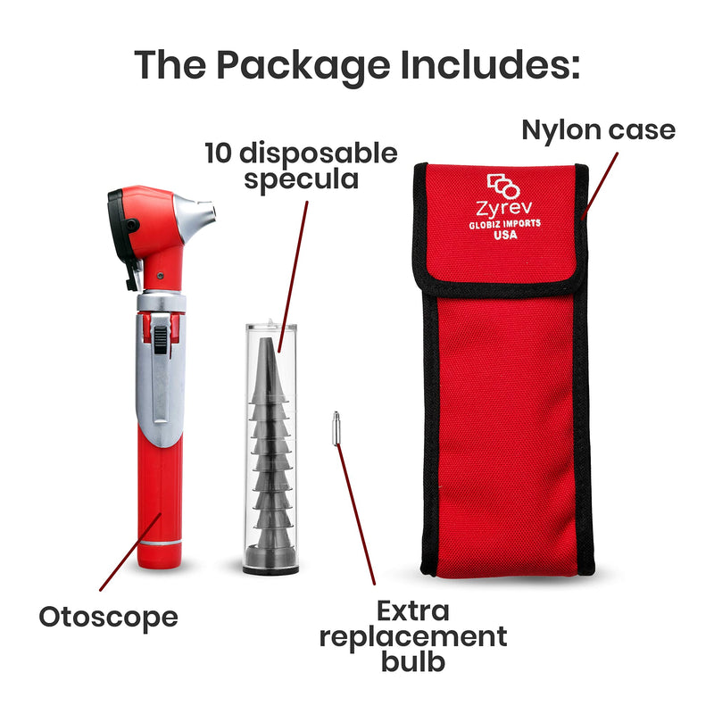 Zyrev ZetaLife Otoscope - Ear Scope with Light, Ear Infection Detector, Pocket Size (Red Color) Red - BeesActive Australia