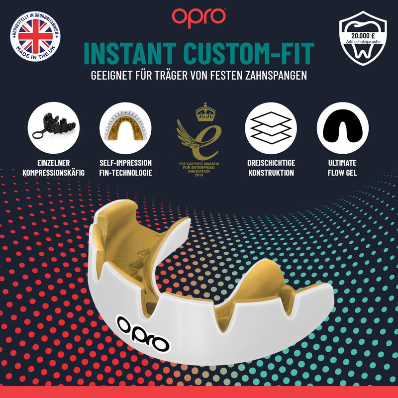 OPRO Braces Mouthguard – Custom-Fit, Slim & Breathable Design – Shock-Absorbing Sports Mouth Guard for Wrestling, Basketball, Football, MMA, Lacrosse, Hockey & More – Youth & Adult Clear/White