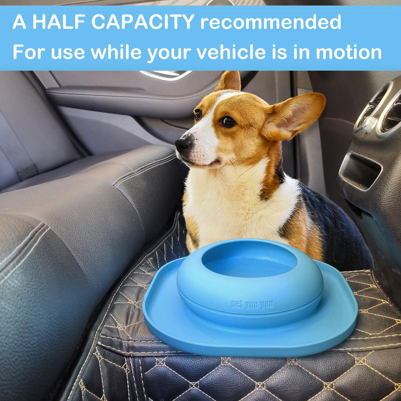 Petyouyou Spill Proof Dog Bowl with a Stainless Steel Bowl, No Splash Non-Skid Silicone Travel Bowl, Portable Foldable Pet Feeding Bowl，Food Dish，Water Bowl with Carabiner for Dogs, Cats & Pets,24oz - BeesActive Australia