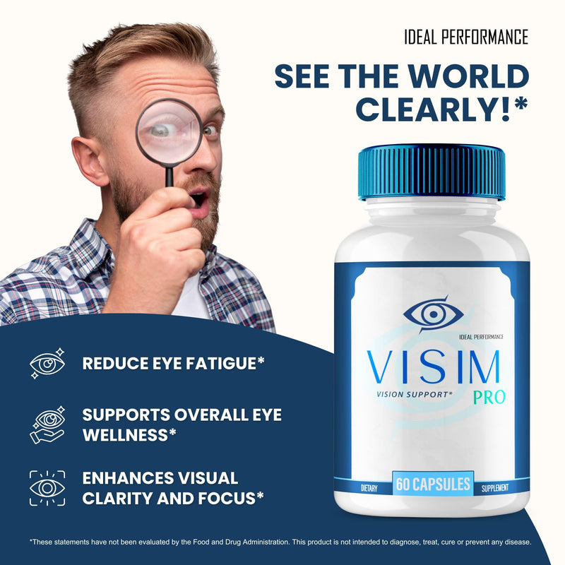 Visim Pro Vision Support, Official Visim Pro Eye Health Supplement Capsules - Extra Strength All Natural VisimPro for Visual Wellness & Crystal Clear Vision, Eye Vitamin Pills Reviews (3 Pack)