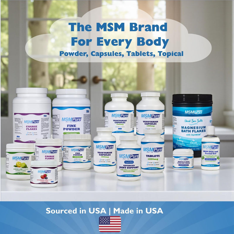 KALA HEALTH MSMPure MSM Powder, Coarse Flakes, US-Sourced MSM, 8.8 oz | OptiMSM Powder Supplement, Organic Sulfur, Vegan, Kosher, Halal, 3rd-Party Tested, Joint Comfort, Mobility, Skin, Hair & Nail Unflavored 8.8 Ounce (Pack of 1)