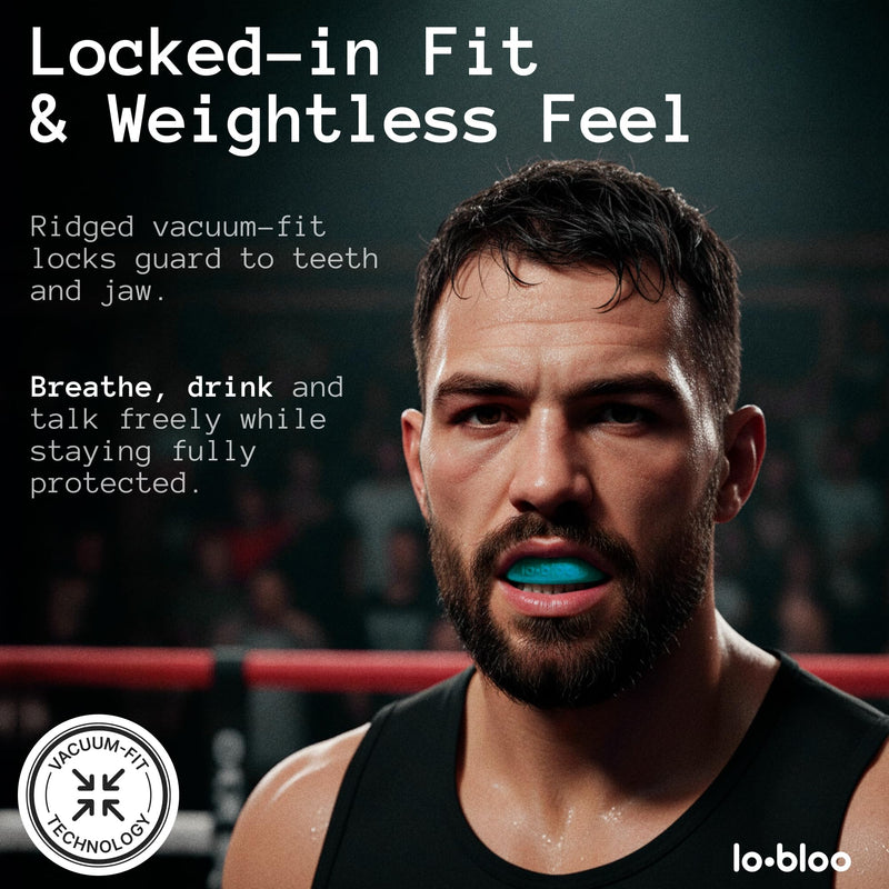 lobloo® PRO-FIT Sports Mouthguard – Ultra Slim 1mm | Dentist-Level Protection | Precision Vacuum-Fit | Oxygen Performance | MMA, Boxing, Football, Basketball. (Large +14yrs, Purple) Large +14yrs
